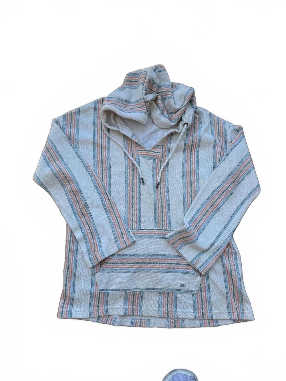 Cotton blend Baja hoodie, Roxy brand, striped pullover(0184)